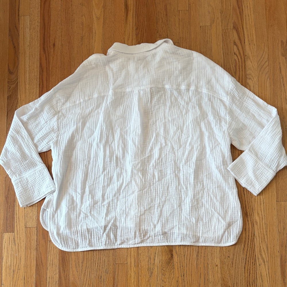 Magaschoni White Gauze Button-Down Shirt - Picture 3 of 4